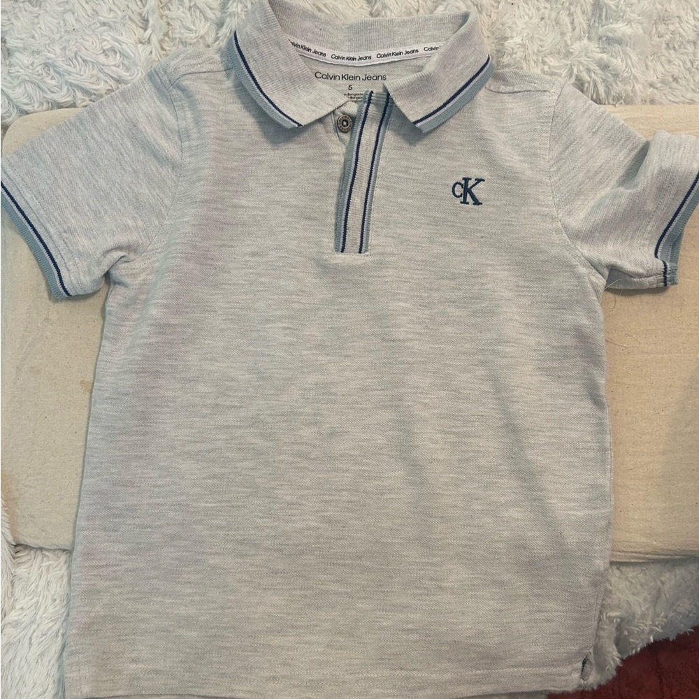 Calvin Klein Boys Heather Gray Polo Shirt